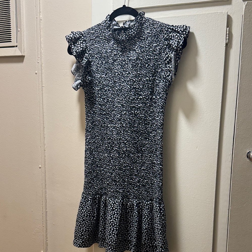 French Connection Black and White Midi Dress